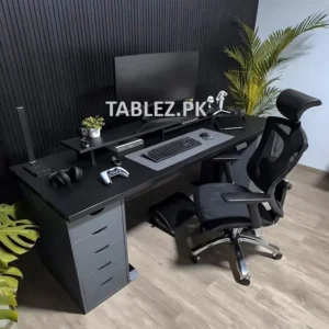 Alex Draguila Modern Alex Gaming Desk Dark Gray Charcoal Black